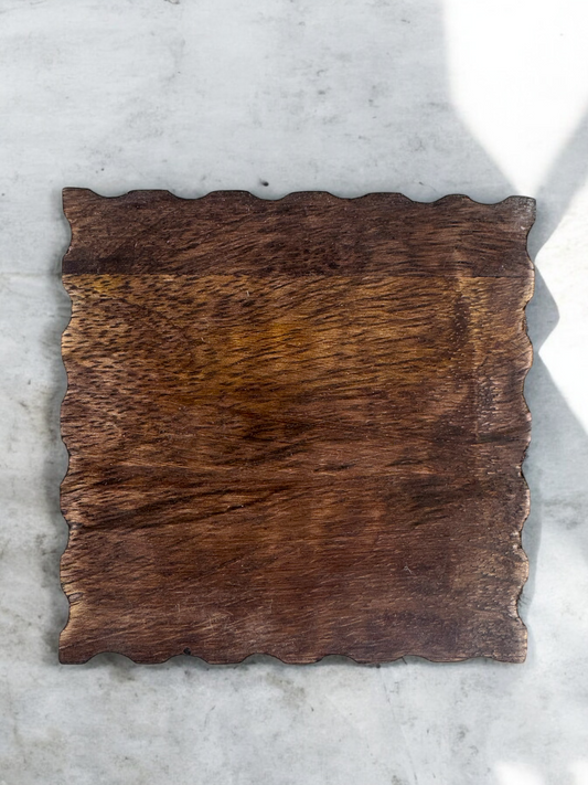Dark Stained Acacia Wood Coasters - Set of 4