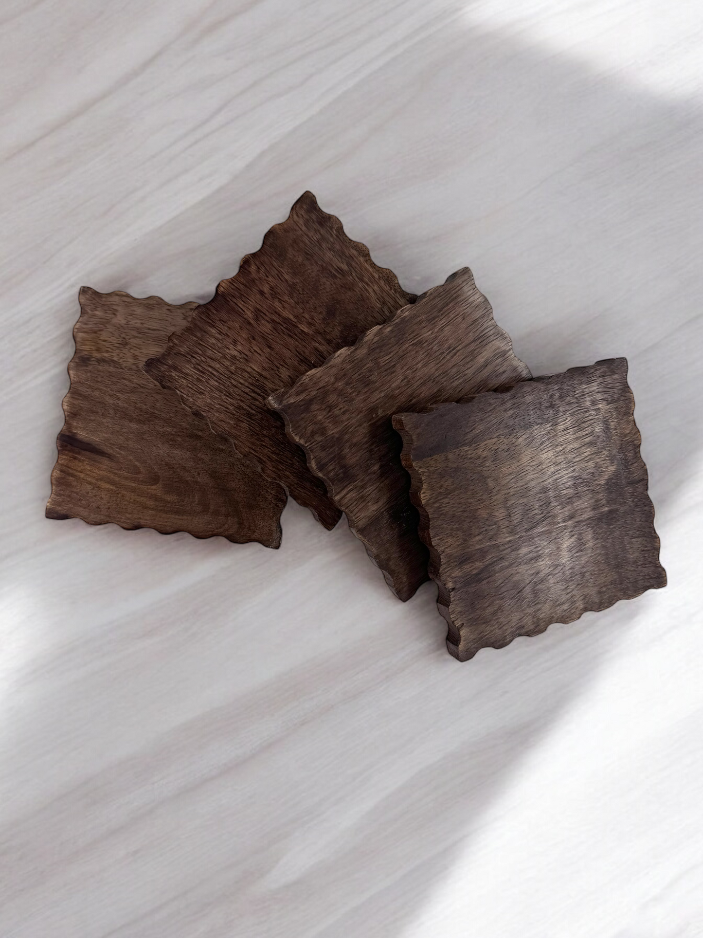 Dark Stained Acacia Wood Coasters - Set of 4