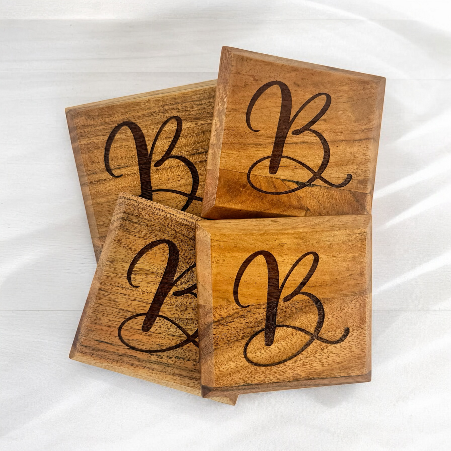 Square Acacia Coasters (Set of 4)