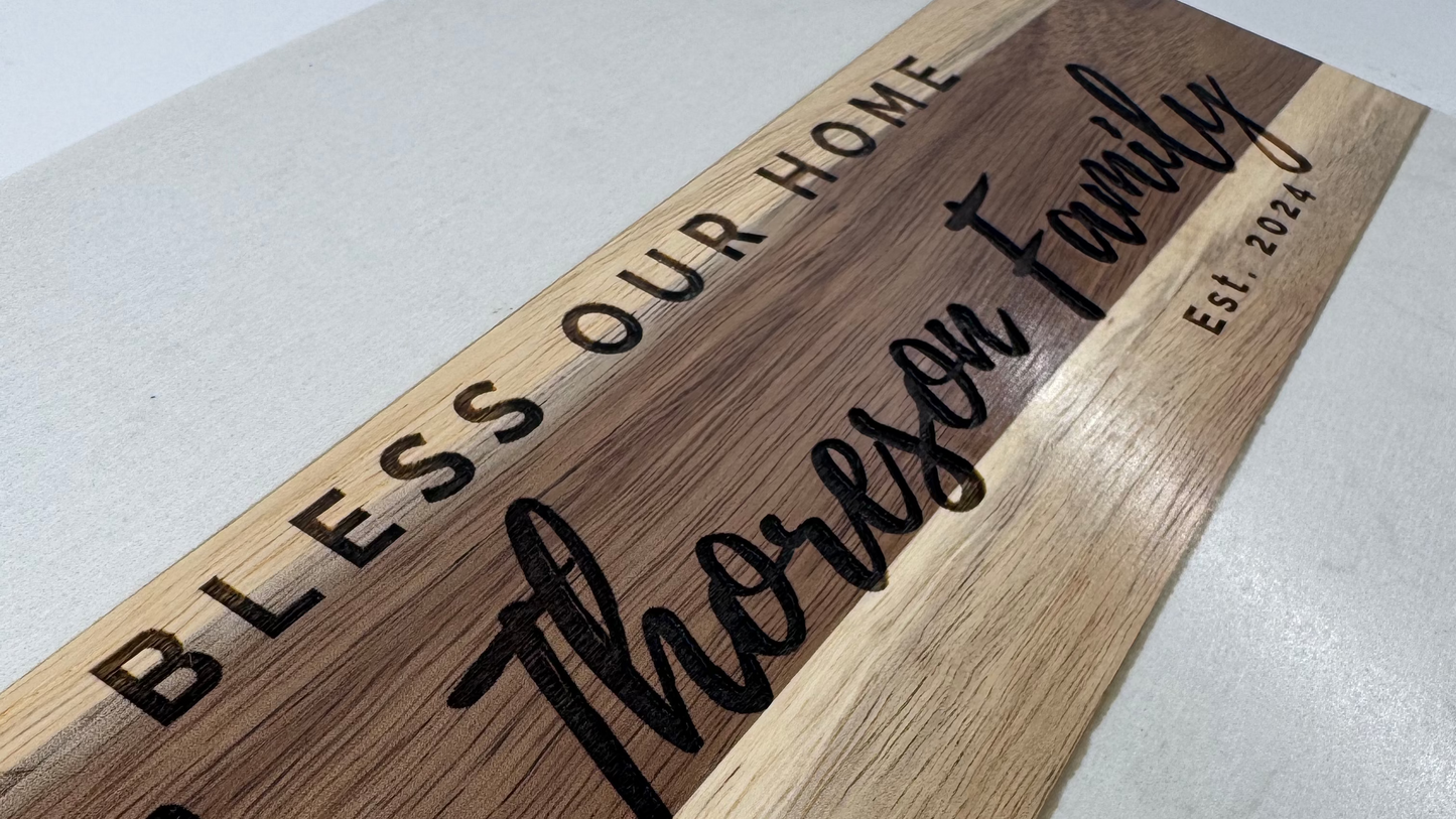 Acacia Wood & White Marble Serving Board