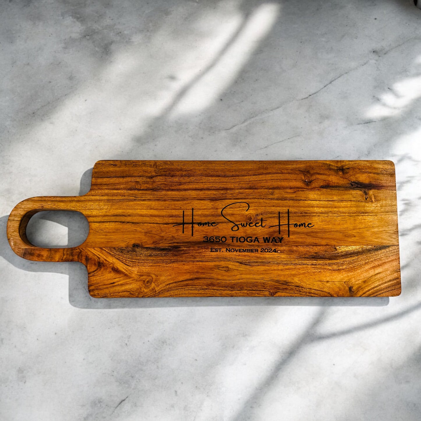 Acacia Wood Serving Board with Large Loop Handle