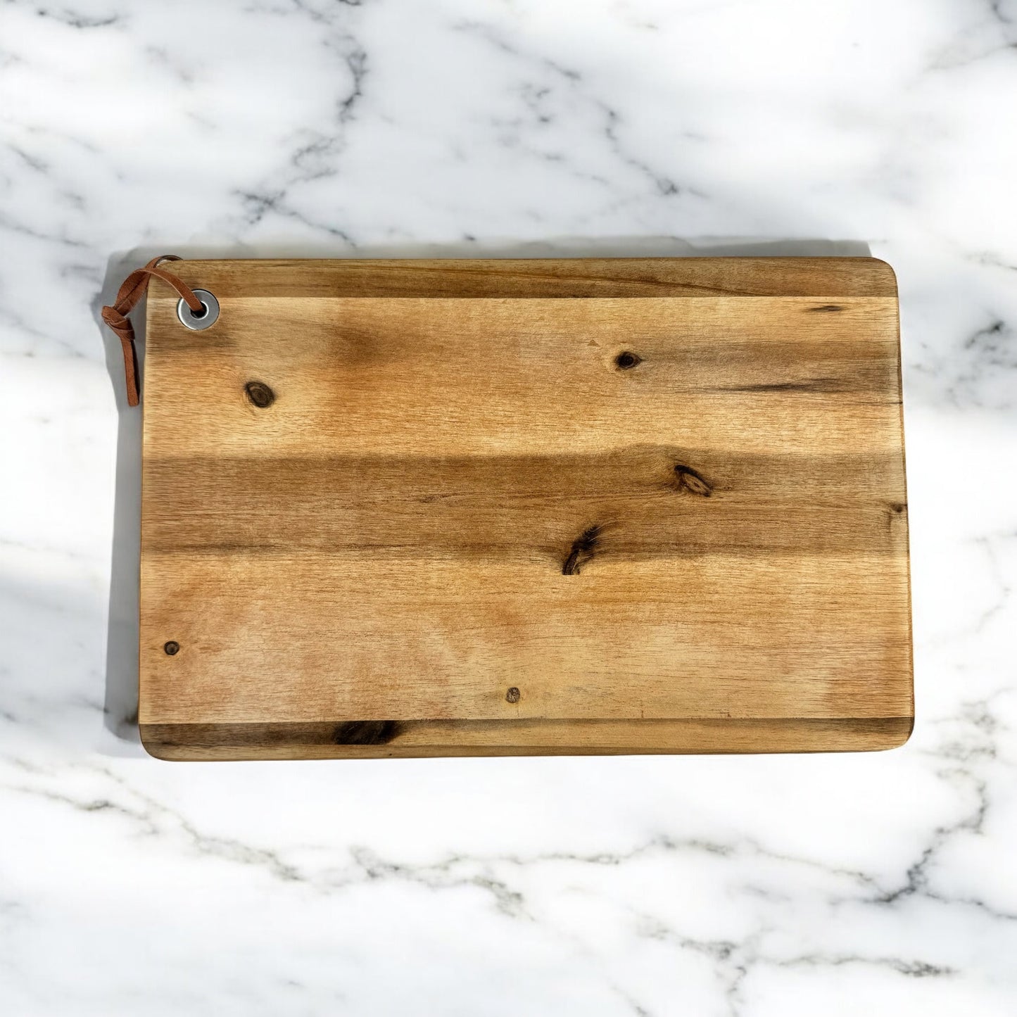 Acacia Wood Cutting Board with Leather Strap